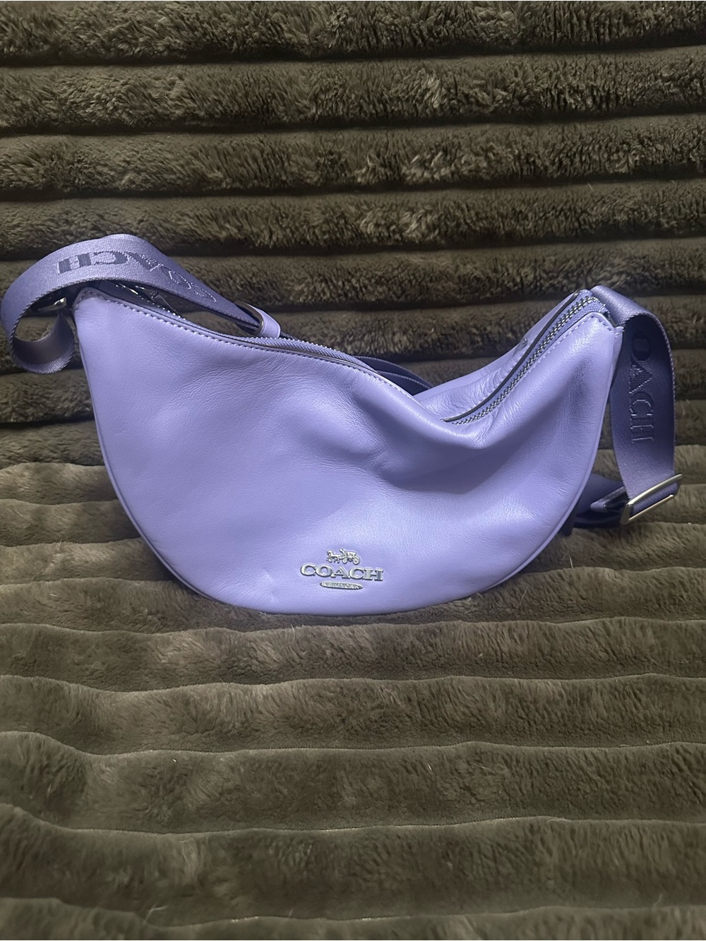 Coach Pace Lavender Leather Crescent Crossbody Bag